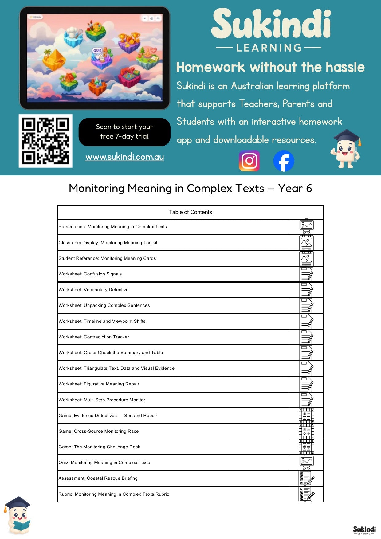 Monitoring Meaning — Year 6 English Unit