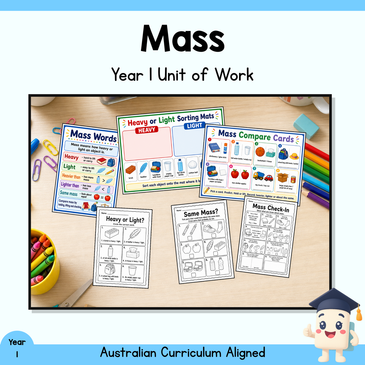 Year 1 Mass Unit | Measurement Worksheets, Games & Assessment