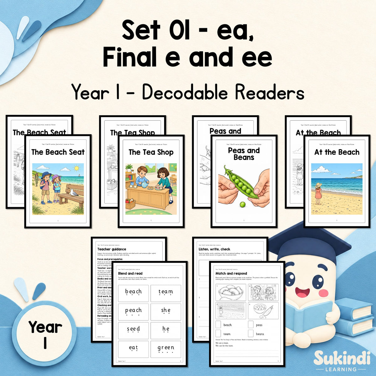 Year 1 Set 01 Decodable Readers - Long ee spellings: ea, final e and review of ee — cover