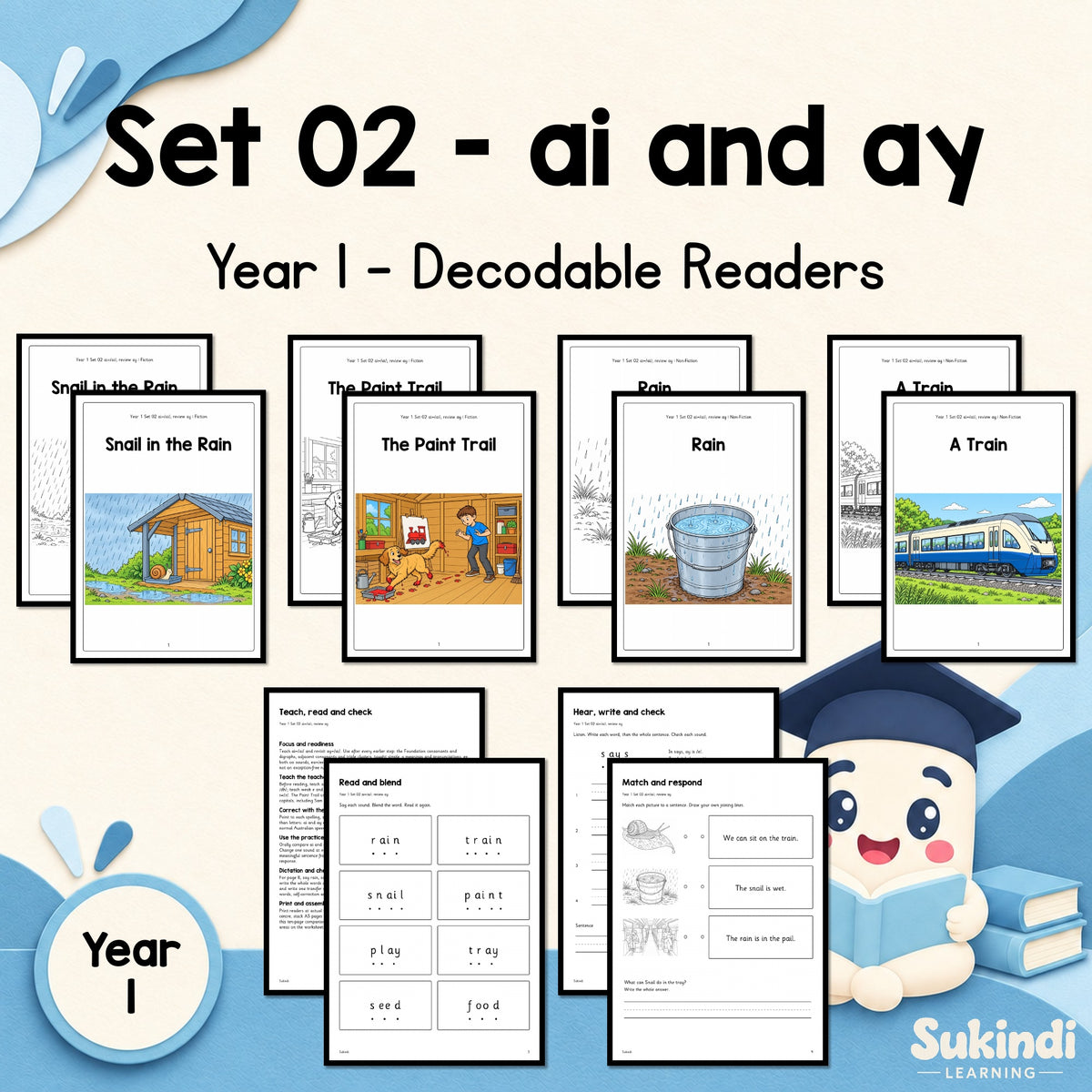 Year 1 Set 02 Decodable Readers - ai and review of ay — cover