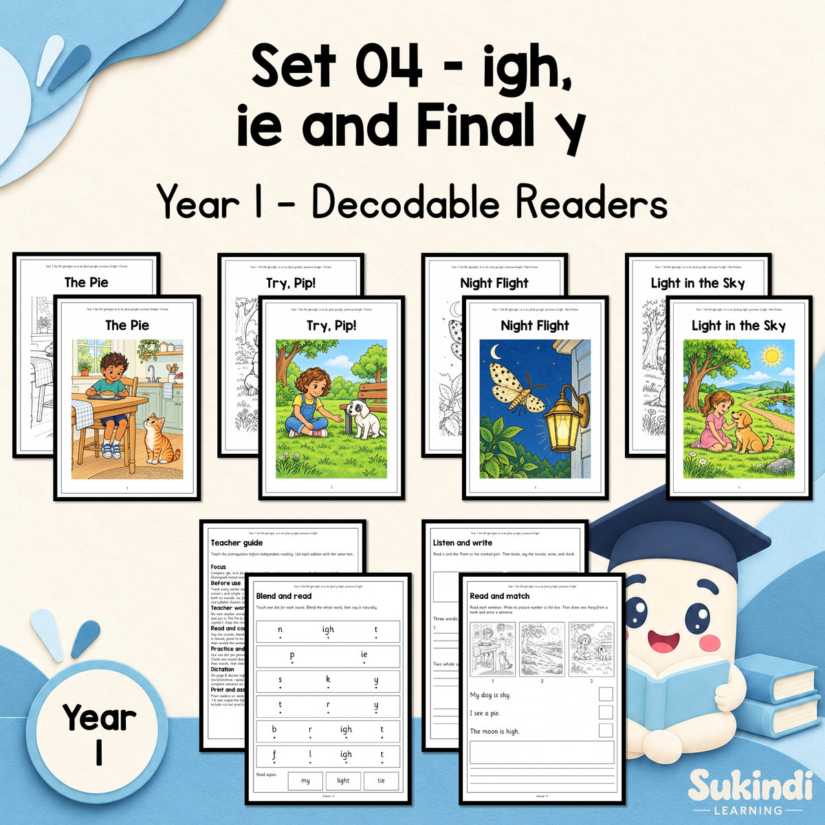 Year 1 Set 04 Decodable Readers - igh, ie in tie, final y and the pronoun I — cover