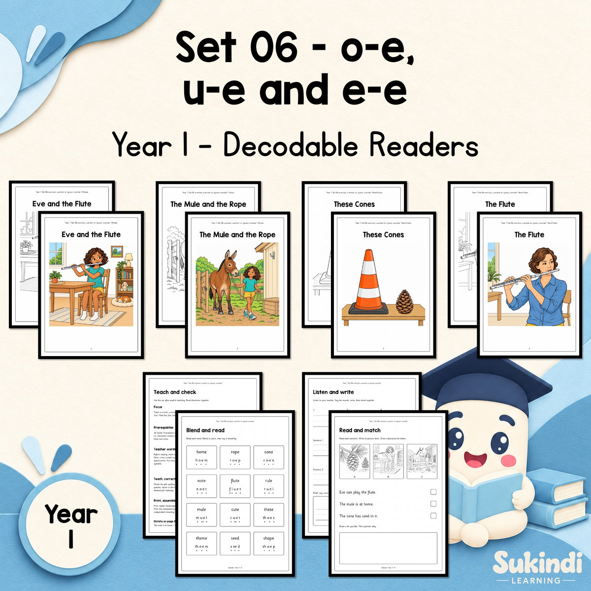 Year 1 Set 06 Decodable Readers - o-e, e-e and the two u-e readings — cover