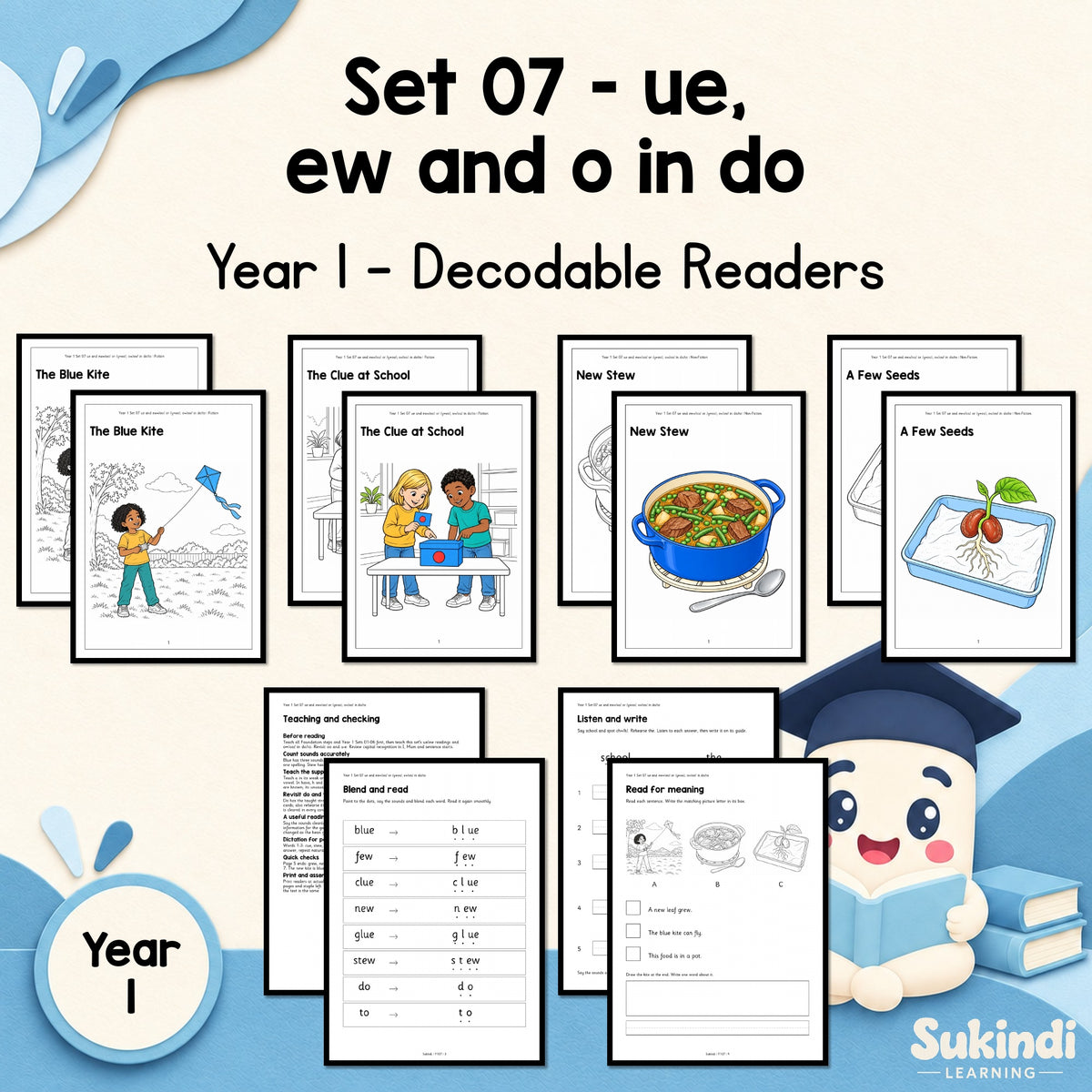 Year 1 Set 07 Decodable Readers - ue and ew, with o in do and to — cover