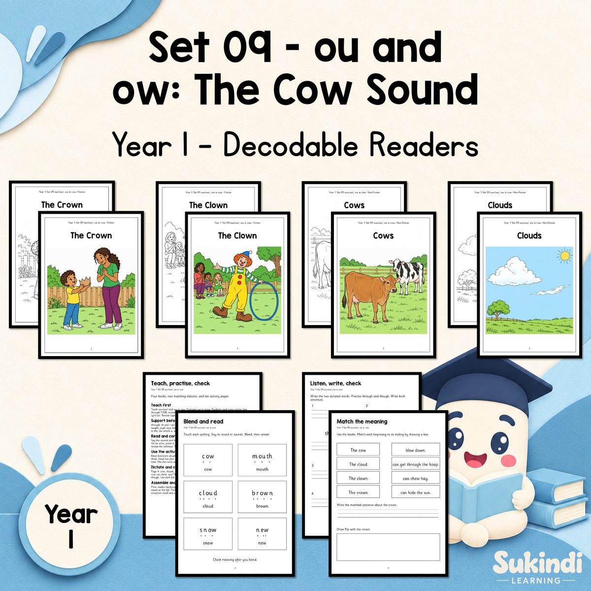 Year 1 Set 09 Decodable Readers - ou and ow as in cow — cover