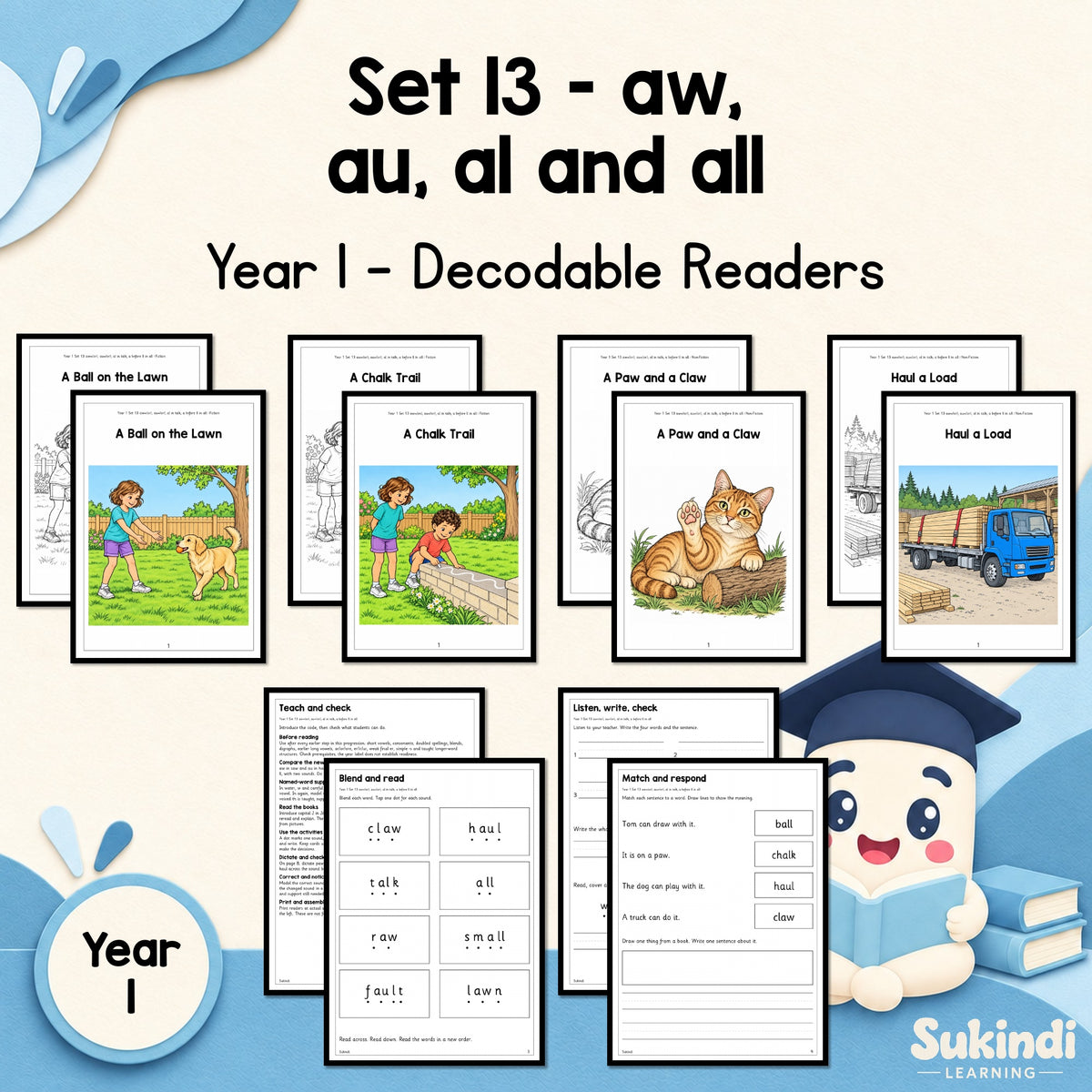 Year 1 Set 13 Decodable Readers - aw, au, al in talk and a before ll — cover