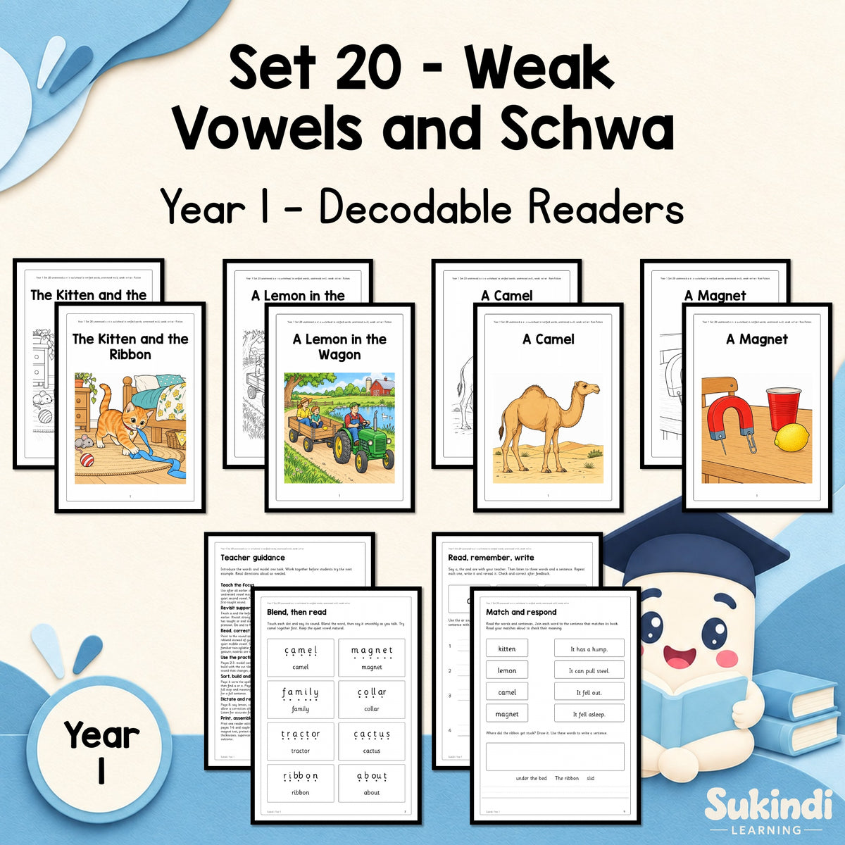 Year 1 Set 20 Decodable Readers - Weak vowels and schwa in longer words — cover