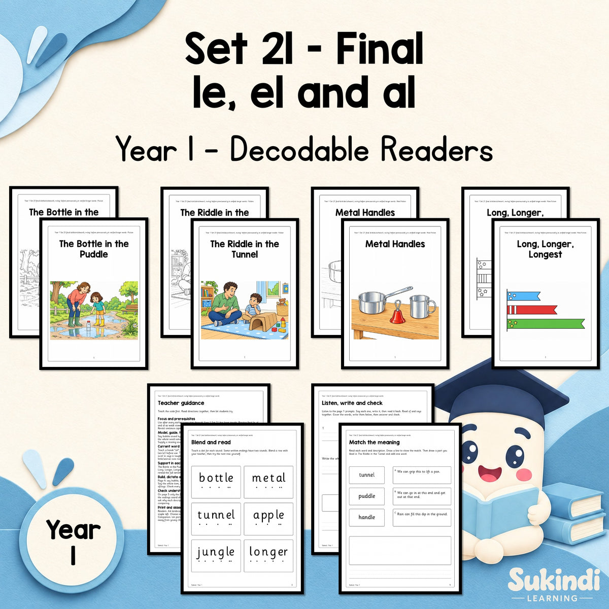 Year 1 Set 21 Decodable Readers - Final le, el and al, with n before pronounced g — cover