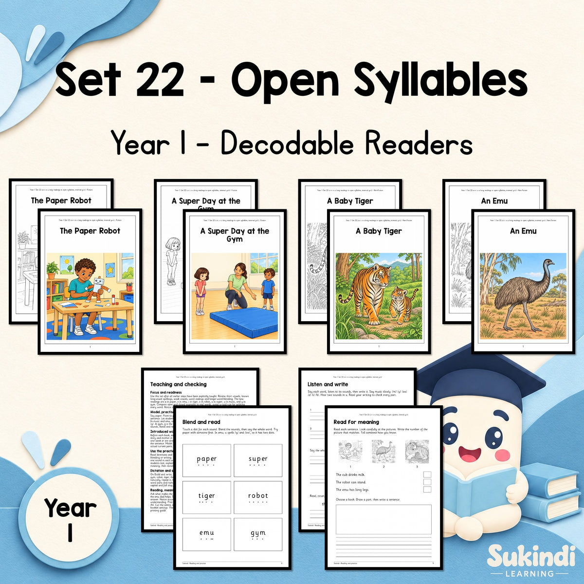 Year 1 Set 22 Decodable Readers - Long vowels in open syllables and internal y — cover