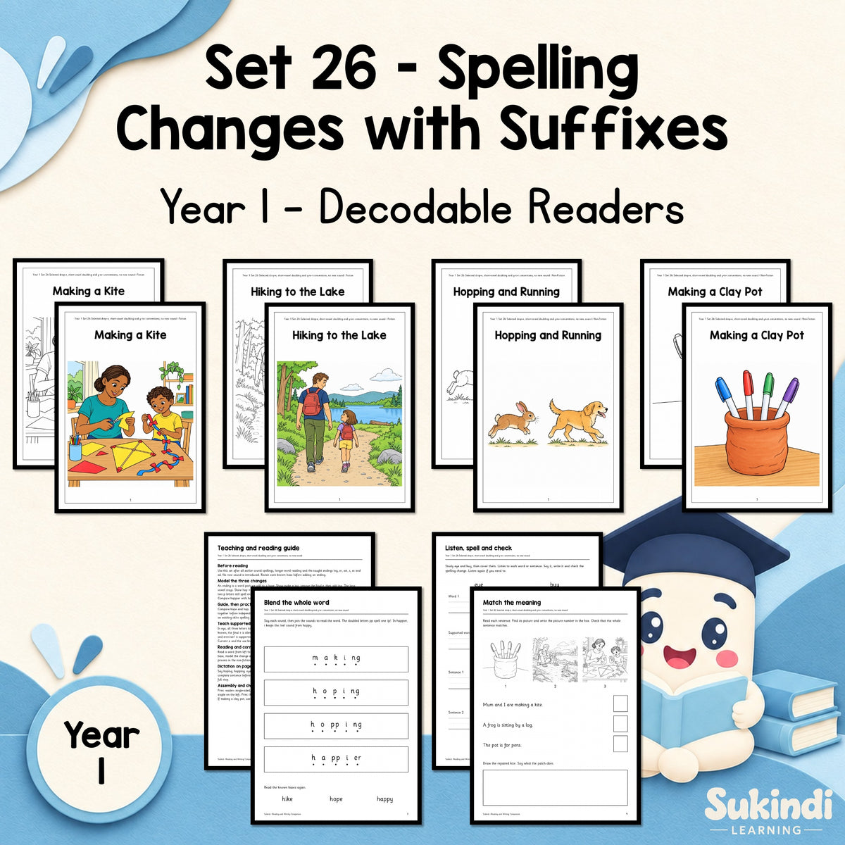 Year 1 Set 26 Decodable Readers - Dropping e, doubling consonants and changing y to i — cover