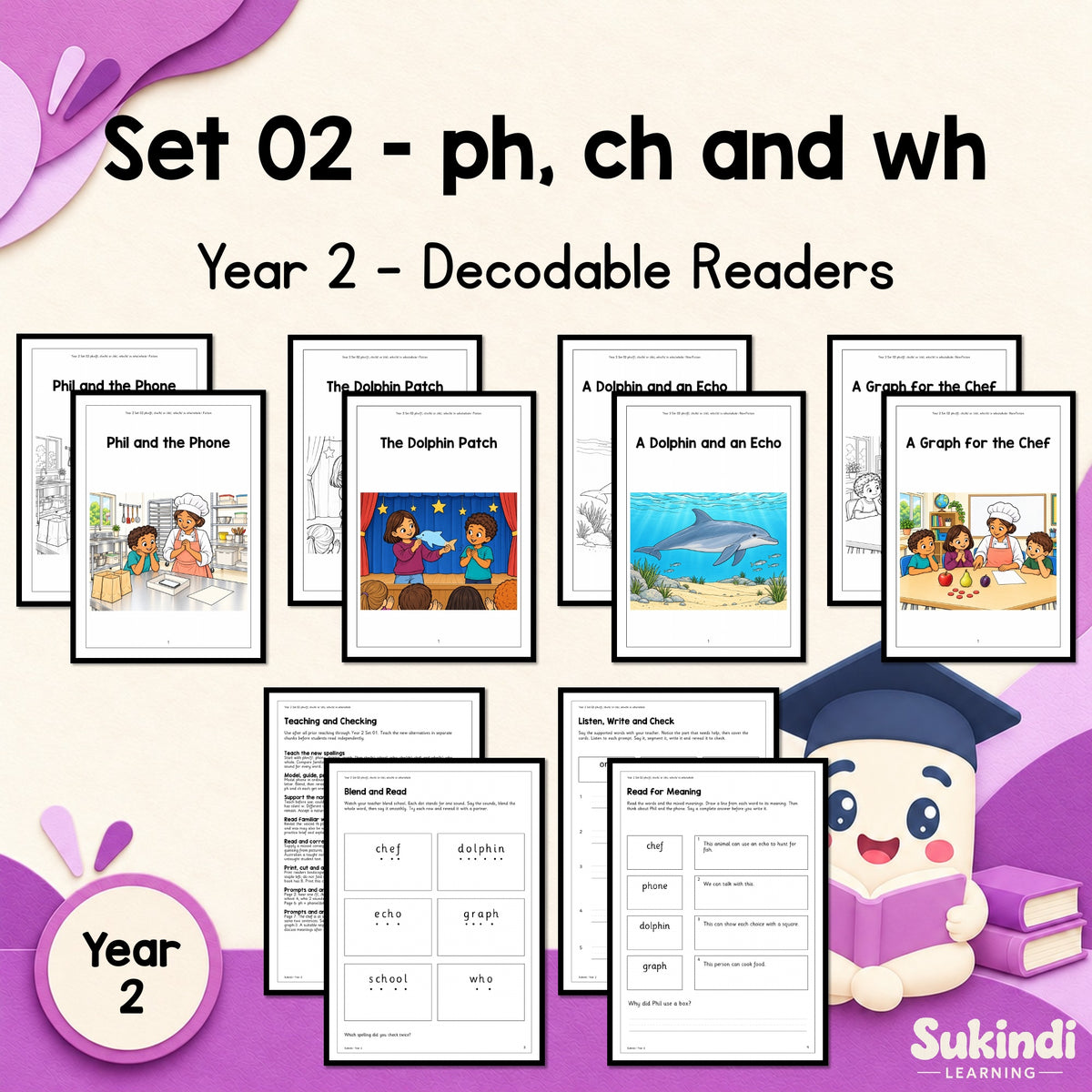 Year 2 Set 02 Decodable Readers - ph as f, ch as k or sh, and wh as h — cover