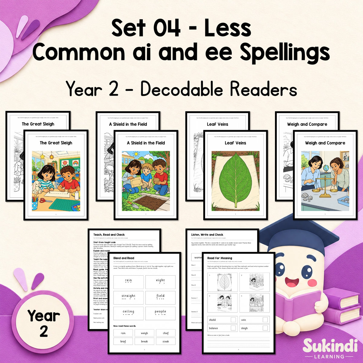 Year 2 Set 04 Decodable Readers - Less common spellings for the ai and ee sounds — cover