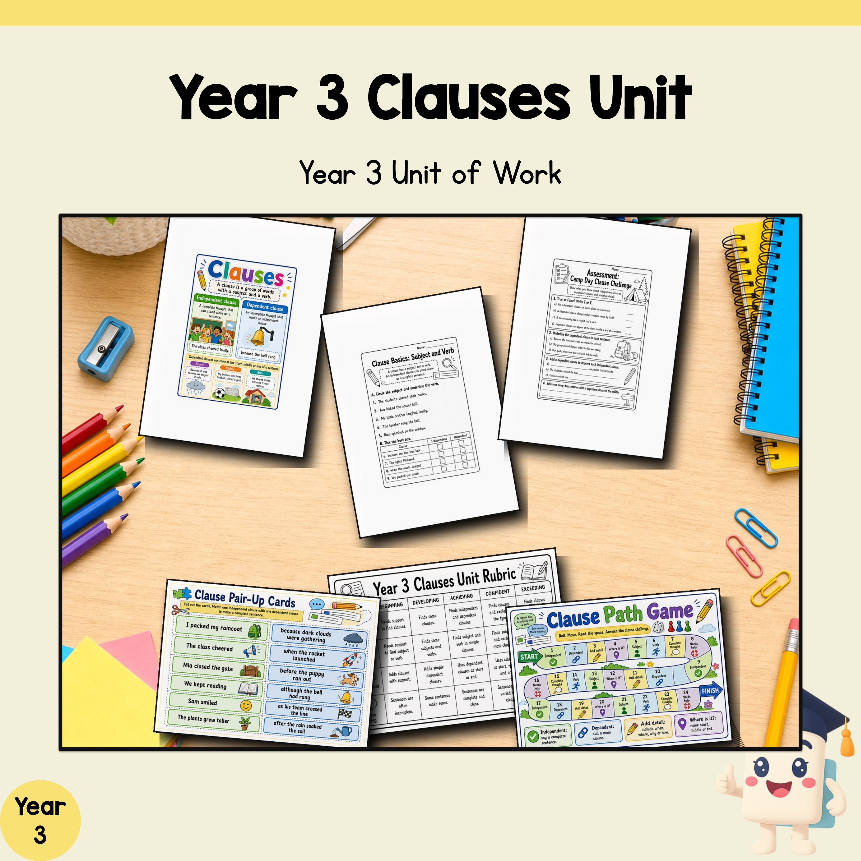 Year 3 Clauses Unit | Worksheets, Games & Assessment