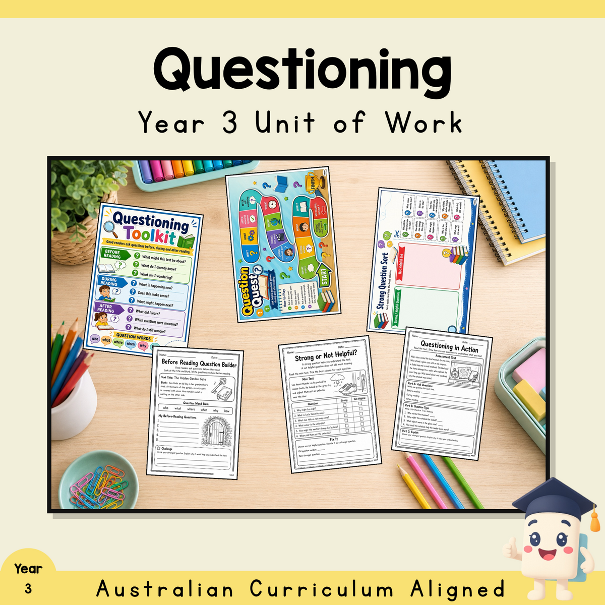 Year 3 Questioning Unit | Reading Strategy Worksheets, Games & Assessment