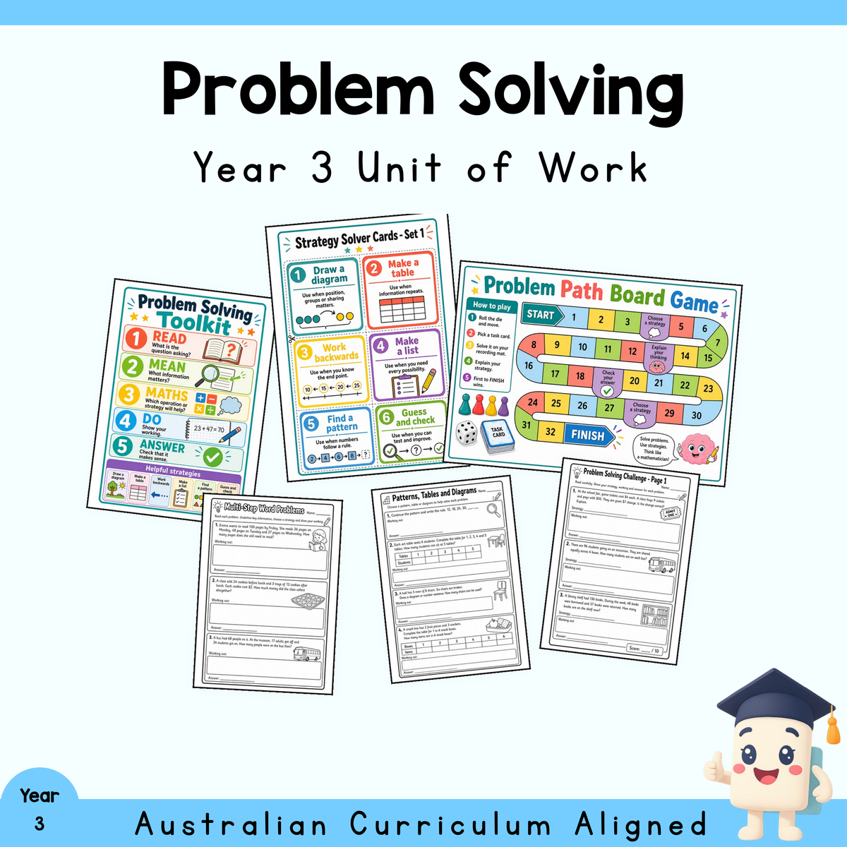 Year 3 Problem Solving Unit | Maths Word Problems, Strategies, Games & Assessment
