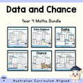 Years 4–5 Data, Chance & Paragraph Writing | 7 Unit Bundle cover showing every included unit