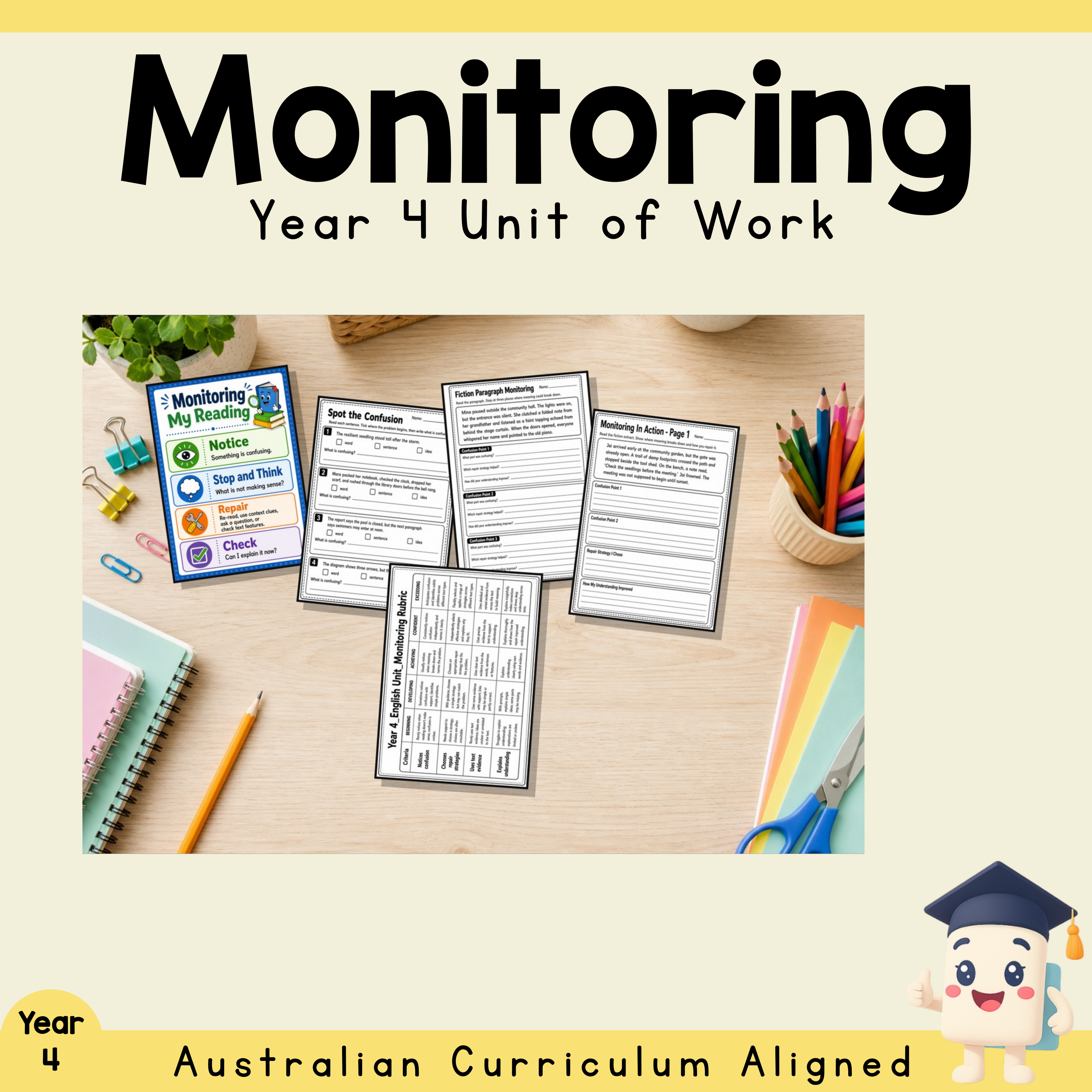 Year 4 English Monitoring Comprehension Unit | Reading Strategy Worksheets, Games, Assessment
