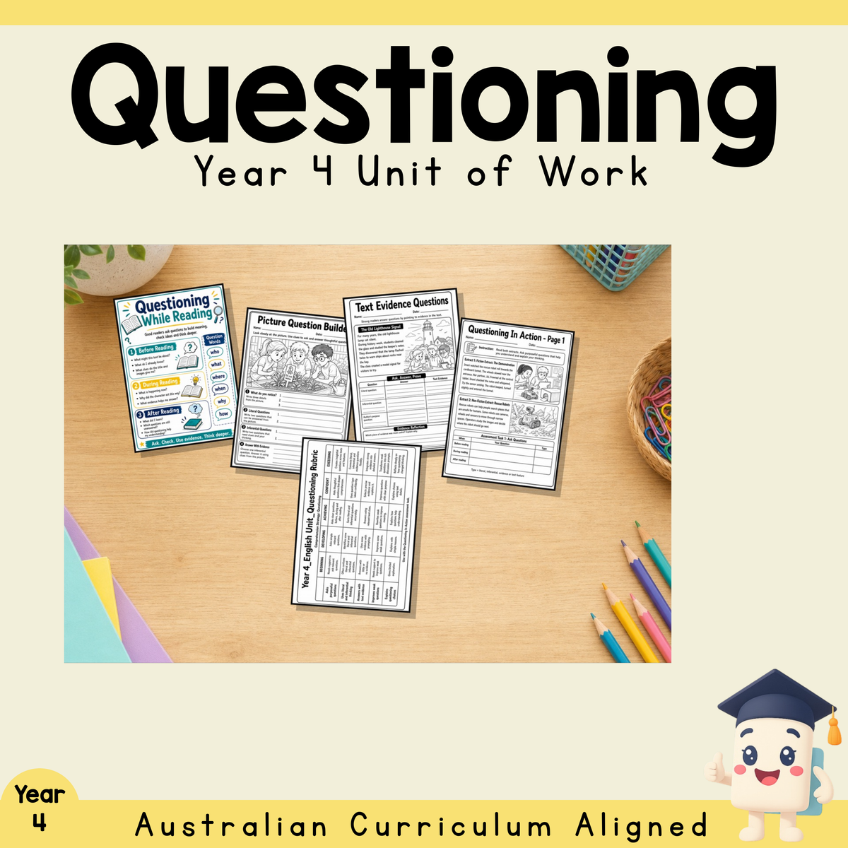Year 4 English Questioning Comprehension Unit | Reading Strategy Worksheets, Games, Assessment