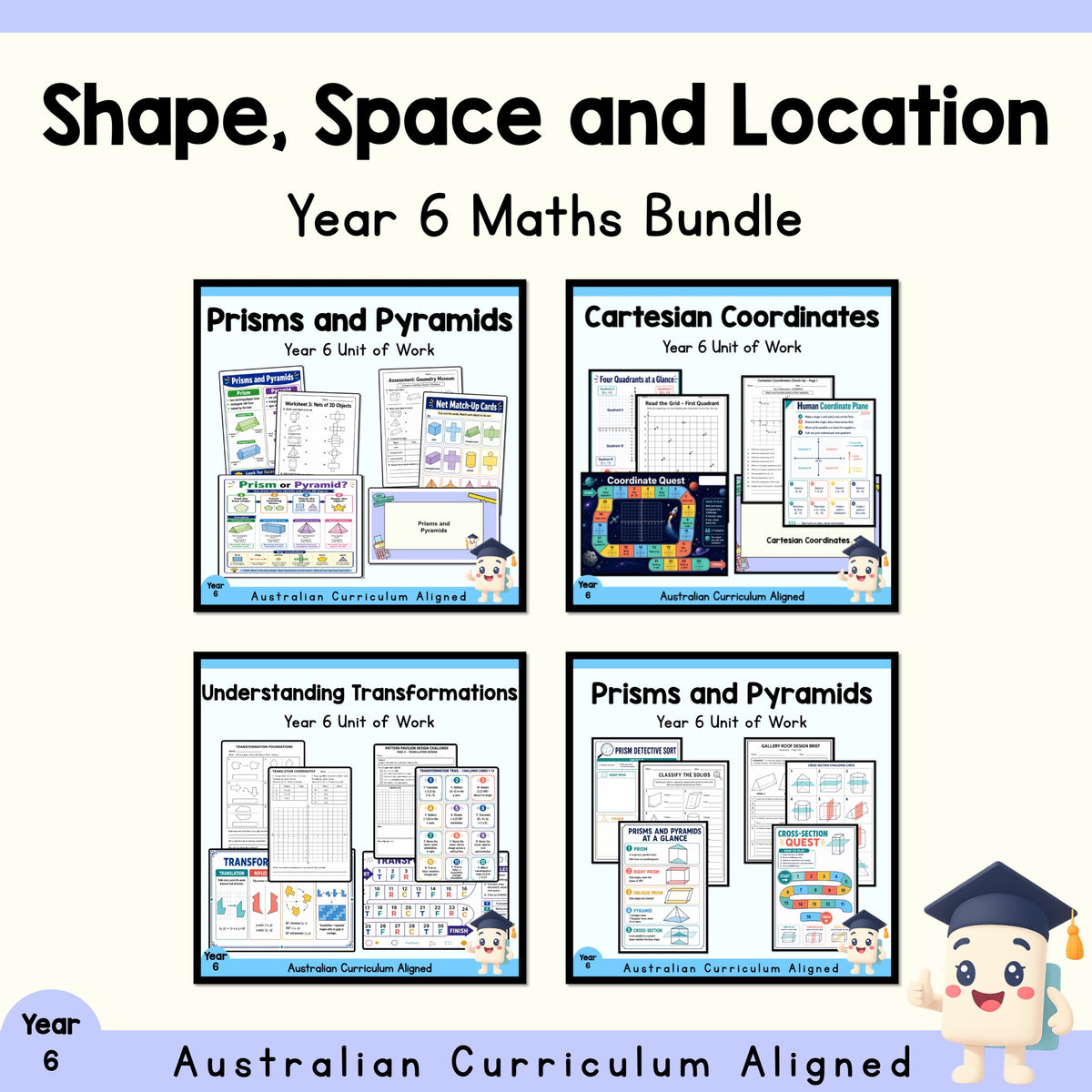 Year 6 Shape, Space & Location | 4 Maths Units Bundle cover showing every included unit