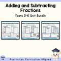 Years 5-6 Adding and Subtracting Fractions Variety Pack | 3 Maths Units cover showing every included unit